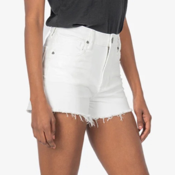New KUT FROM THE KLOTH jane high rise short fray hem in optic white - Picture 2 of 5